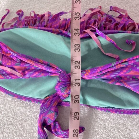 5/$25 OP Purple and Pink Fringe Bandeau Strapless Bikini Top S - Picture 8 of 10